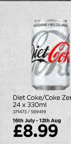 Bestway Diet Coke-Coke Zero 24 X 330ml offer