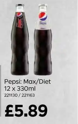 Bestway Pepsi: Max-Diet 12 X 330ml offer