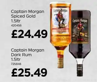 Bestway Captain Morgan Spiced Gold 1.5 Ltr Or Captain Morgan Dark Rum 1.5Ltr offer
