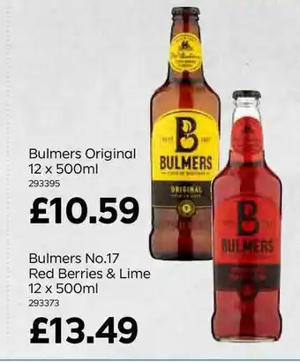 Bestway Bulmers Original 12 X 500ml Or Bulmers No.17 Red Berries & Lime 12 X 500ml offer