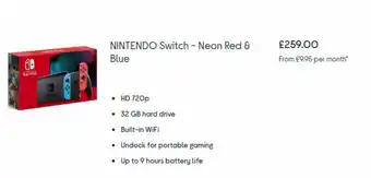 Currys PC World Nintendo Switch- Neon Red & Blue offer