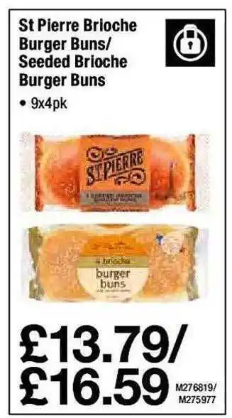 Makro St pierre brioche burger buns- seeded brioche burger buns offer
