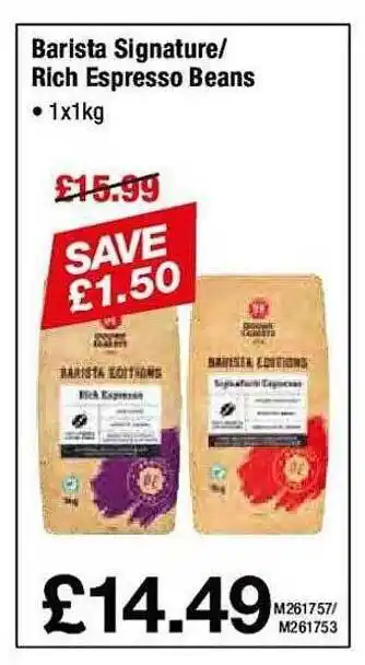 Makro Barista signature-rich espresso beans offer