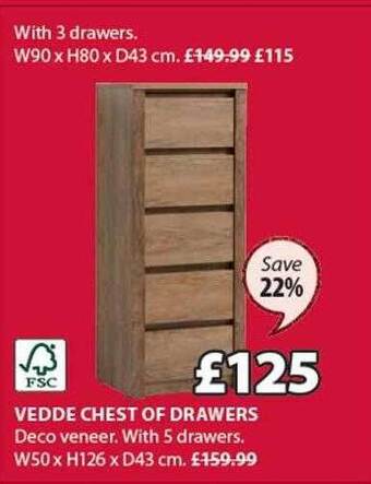 JYSK Vedde chest of drawers offer