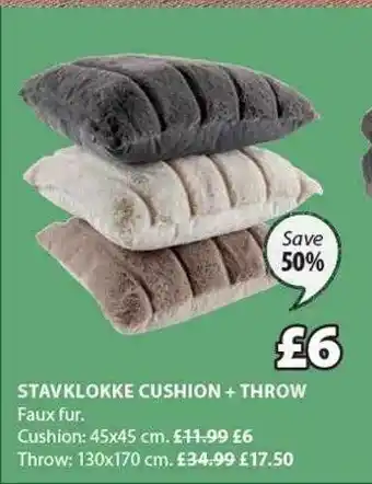 JYSK Stavklokke cushion + throw offer