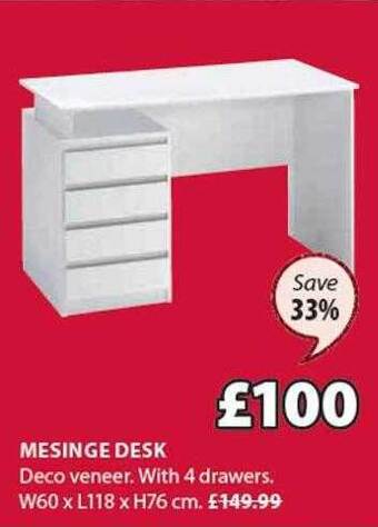 JYSK Mesinge desk offer