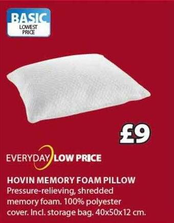 JYSK Hovin memory foam pillow offer