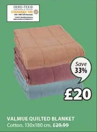 JYSK Valmue quilted blanket offer