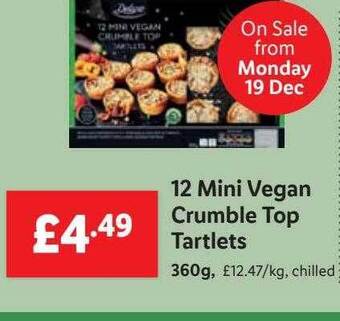 Lidl 12 mini vegan crumble top tartlets offer