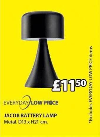 JYSK Jacob battery lamp offer
