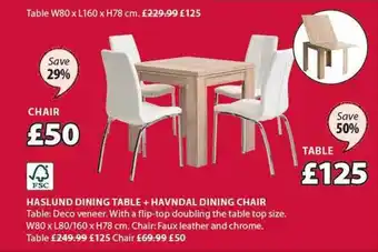JYSK Haslund dining table + havndal dining chair offer