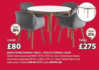 JYSK Marstrand dining table + adslev dining chair offer