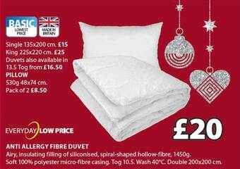 JYSK Anti allergy fibre duvet offer