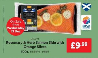 Lidl Rosemary & herb salmon side with orange slices offer