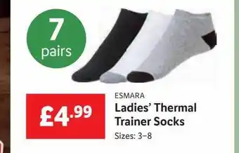 Lidl Esmara ladies' thermal trainer socks offer