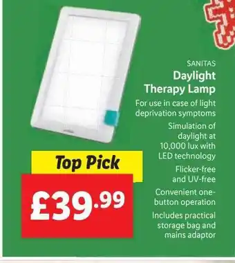 Lidl Daylight therapy lamp offer