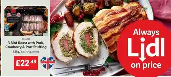 Lidl 3 bird roast with pork, cranberry & port stuffing offer
