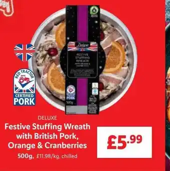 Lidl Festive stuffing wreath with british pork, orange & cranberries offer