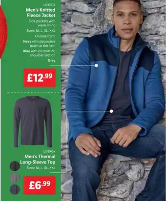 Lidl Men's knitted fleece jacket, men's thermal longsleeve top offer
