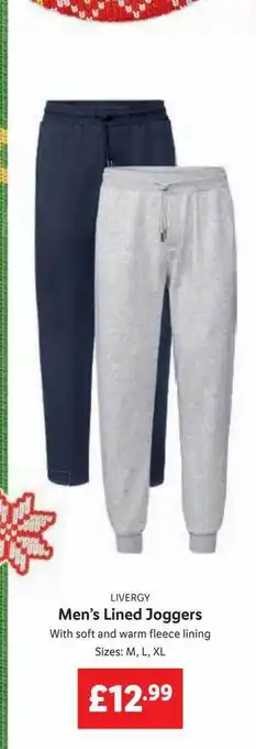 Lidl Livergy men's lined joggers offer
