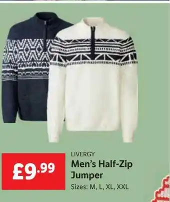 Lidl Livergy men's halfzip jumper offer