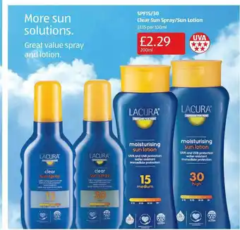 Aldi Lacura Spf15-30 Clear Sun Spray-sun Lotion offer