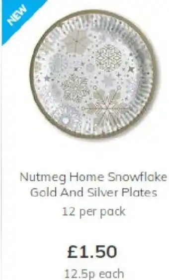 Morrisons Nutmeg Home Snowflake Gold and Silver Plates offer
