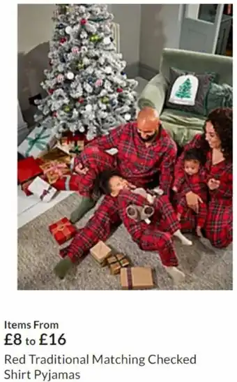 Asda Red Traditional Matching Checked Shirt Pyjamas offer