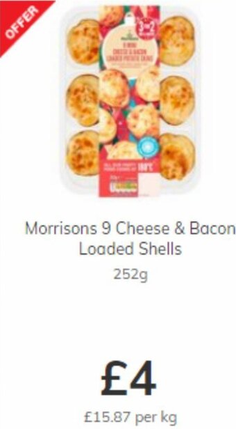 Morrisons Morrisons 9 cheese & Bacon Loaded Shells 252 g offer