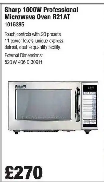 Costco Sharp 1000w professional microwave oven r21at offer
