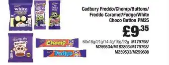 Costco Cadbury freddo, chomp, buttons, freddo caramel, fudge, white choco button pm25 offer