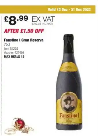 Costco Faustino i gran reserva offer
