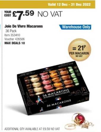 Costco Joie de vivre macarons offer