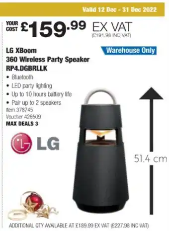 Lg xboom 360 wireless party speaker