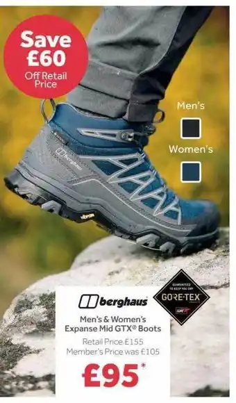 GO Outdoors Berghaus men's & women's expanse mid gtx boots offer