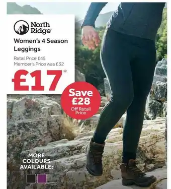 GO Outdoors North ridge women's 4 season leggings offer
