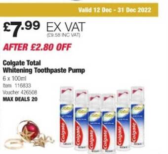 Costco Colgate total whitening toothpaste pump offer