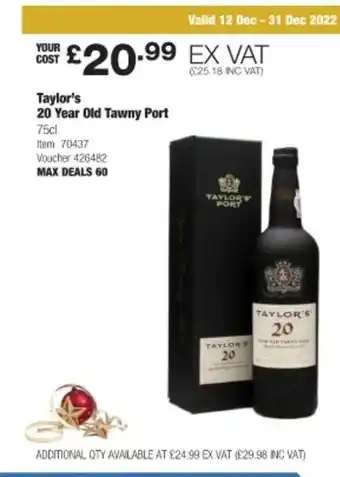 Costco Taylor's 20 year tawny port offer