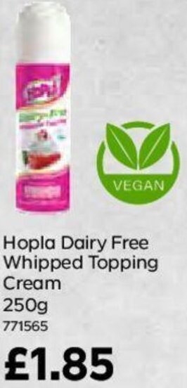 Bestway Hopla Dairy Free Whipped Topping Cream 250g offer