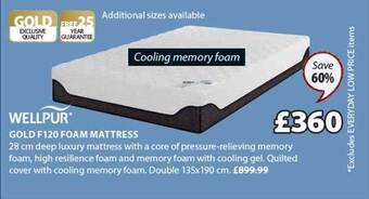 JYSK Gold f120 foam mattress offer