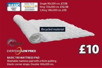 JYSK Basic t40 mattress pad offer