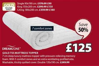 JYSK Gold t55 mattress topper offer