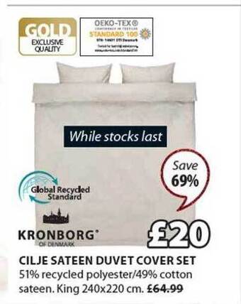 JYSK Cilje sateen duvet cover set offer