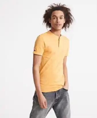 Superdry Superdry men's heritage short sleeve henley t-shirt tan / ochre offer