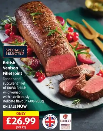 Aldi British Venison Fillet Joint per kg offer