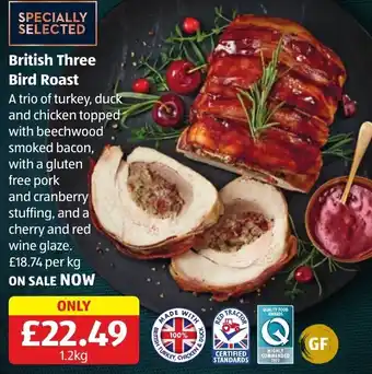 Aldi British Three Bird Roast 1.2kg offer