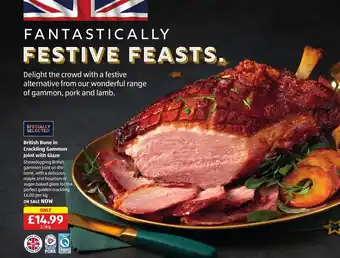 Aldi British Bone in Crackling Gammon Joint with Glaze 2.5kg offer