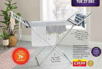 Aldi Winged Heated Airer offer