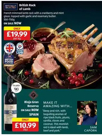 Aldi British rack of lamb rioja gran reserva offer