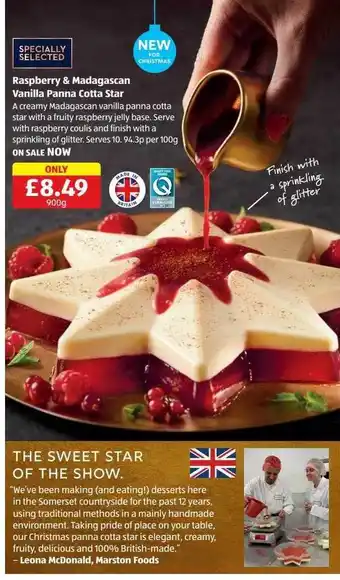 Aldi Raspberry & madagascan vanilla panna cotta star offer
